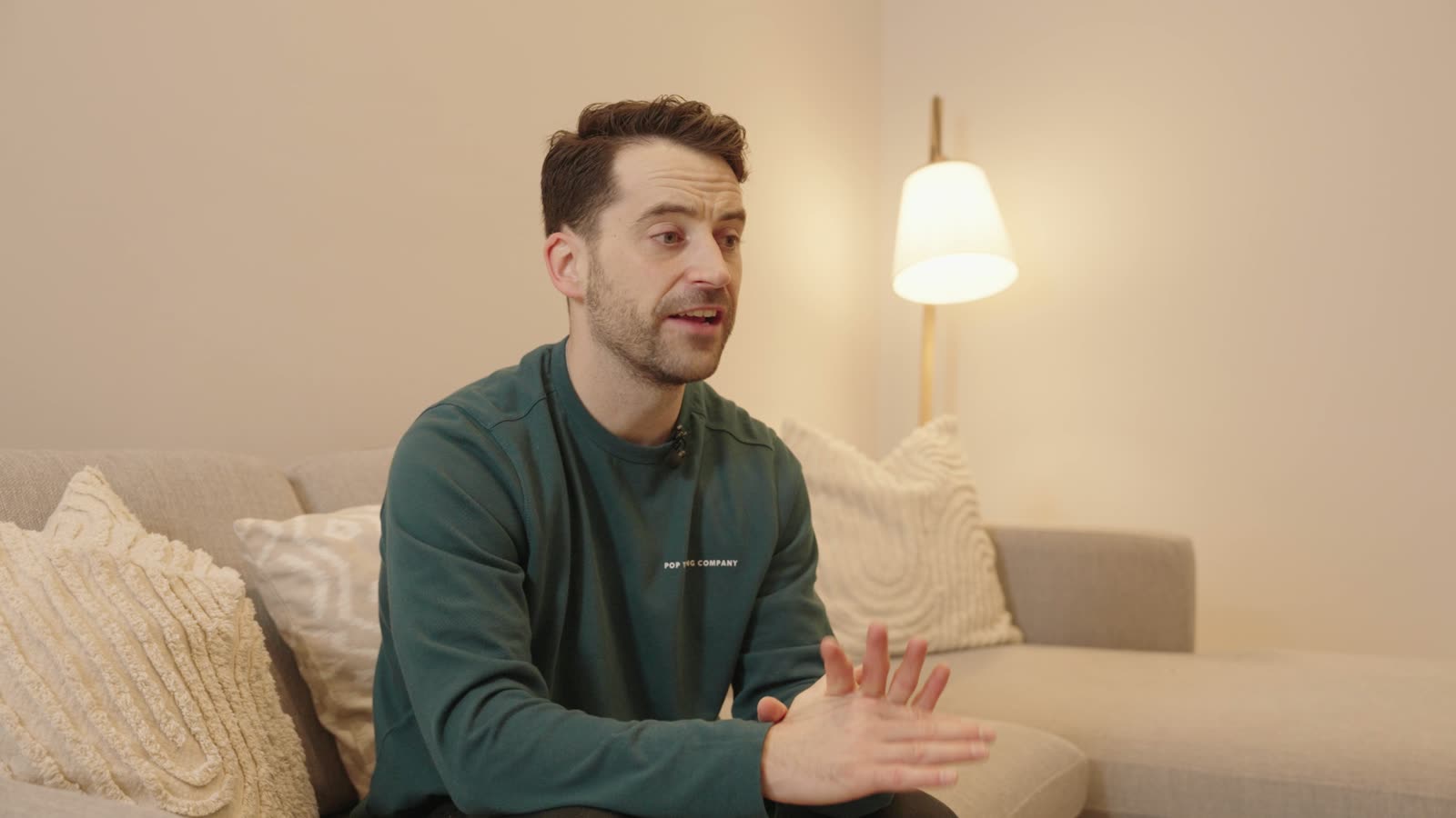 A personal brand interview filmed at home